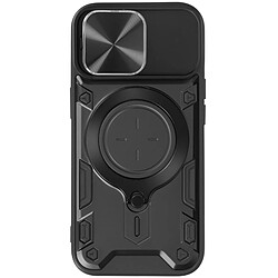 Avizar Coque pour iPhone 15 Pro Max Bague Métallique Bi-matière Antichoc Noir