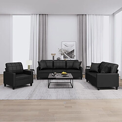 Maison Chic Ensemble de canapés 3 pcs avec coussins, Canapé droit Sofa pour Salon noir similicuir -GKD836197