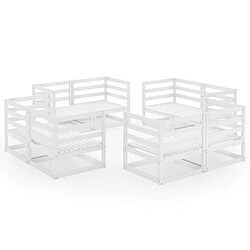 Maison Chic Salon de jardin 8 pcs - Table et chaises d'extérieur - Mobilier/Meubles de jardin Moderne Blanc Bois de pin massif -MN60798