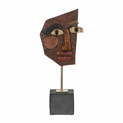 BigBuy Home Sculpture Masque Marron Noir 17,8 x 10 x 43,7 cm