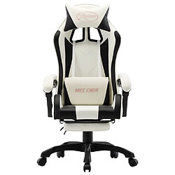 Maison Chic Chaise de jeu vidéo avec repose-pied, Chaise gaming, Fauteuil gamer d'ordinateur,Chaise de Bureau Noir et blanc Similicuir -GKD85610