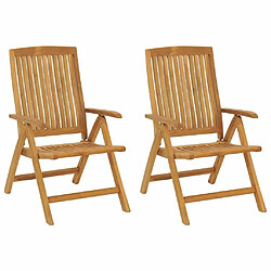 Avis Maison Chic Lot de 2 Chaises de jardin inclinables,Fauteuil d'extérieur bois massif teck -MN26877