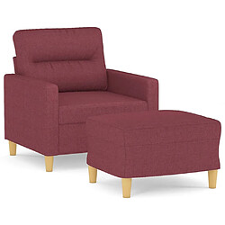 vidaXL Fauteuil avec repose-pied Rouge bordeaux 60 cm Tissu