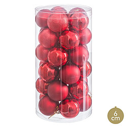 BigBuy Home Boules de Noël Rouge Plastique Ø 6 cm (30 Unités)