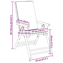 vidaXL Chaises inclinables de jardin pliantes lot de 2 coussins bambou pas cher