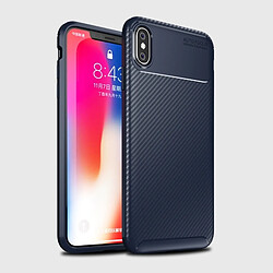 Wewoo Coque TPU antichoc en Fibre de Carbone Texture Beetle Shape pour iPhone X / XS (Bleu)