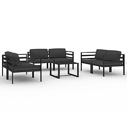 Maison Chic Ensemble Tables et chaises d'extérieur 7pcs avec coussins,Salon de jardin Aluminium Anthracite -GKD769283