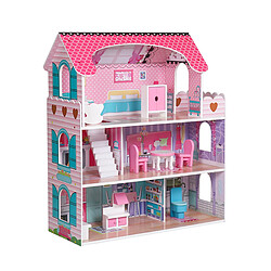 Maison de Poupées Landa Outdoor Toys MDF 62x27x70 cm 8 Accessoires Mobilier 3 Étages