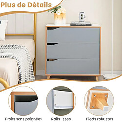 Helloshop26 Commode moderne à 3 tiroirs poignée intégrée de grande capacité de stockage dispositif anti-basculement armoire de rangement pour chambre 75 x 42 x 75 cm gris 20_0008347