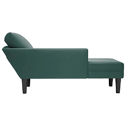 Acheter vidaXL Fauteuil long et coussin et accoudoir droit vert foncé velours