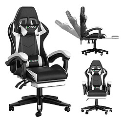 RATTANTREE Chaise de Gaming avec Repose-Pied, Chaise Gaming Racing, Dossier Inclinable à 155, Avec support lombaire, Fauteuil gamer Ergonomique, Siege Gaming avec Appui-tête, Noir Blanc