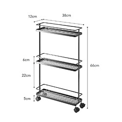 Avis Yamazaki Desserte de cuisine sur roulettes Slim noir.