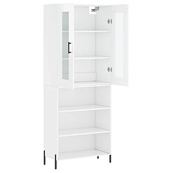 Avis vidaXL Buffet haut Blanc brillant 69,5x34x180 cm Bois d'ingénierie