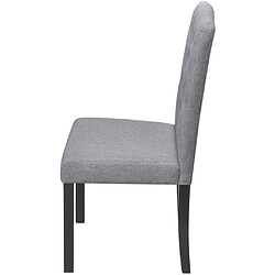 Decoshop26 Lot de 6 chaises de salle à manger cuisine style moderne dossier capitonné tissu gris CDS022506 pas cher