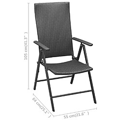 vidaXL Chaises de jardin lot de 4 Résine tressée Noir pas cher