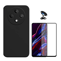 Kit De Film En Verre Trempé À Couverture Complète 5D + Couvercle En Silicone Liquide + Support Magnétique Phonecare Compatible avec Oppo Reno12 F 4G - Noir