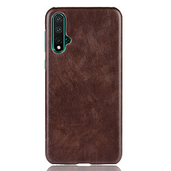 Wewoo Coque PC + PU antichoc Litchi Texture pour Huawei Nova 5 / Nova 5 Pro marron