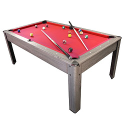 Play4Fun Billard Américain HARMONY 6Ft - 206,5 x 116,5 x 80 cm avec accessoires et plateau dînatoire - Gris