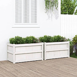 Maison Chic Lot de 2 Jardinières,Bac à fleurs - pot de fleur blanc bois de pin massif -GKD37034