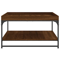 ComfortXL Table Basse Chêne Marron 80x80x45 Cm Bois D'ingénierie Et Fer pas cher