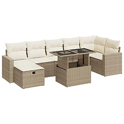 vidaXL Salon de jardin avec coussins 8 pcs beige résine tressée