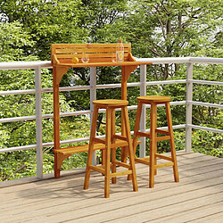 vidaXL Ensemble de bar de balcon 3 pcs Bois d'acacia massif