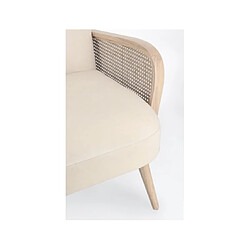 Acheter Mes Fauteuil 65x74x81 cm en tissu écru et rotin naturel - DAKI