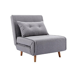 Avis Vente-Unique Fauteuil convertible en tissu gris clair URIBIA