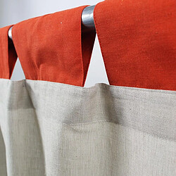 Thedecofactory SIENNA - Rideau en coton à pattes imprimé nature rouge-beige 140x260