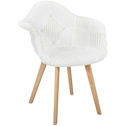 The Home Deco Factory Fauteuil scandinave patchwork blanc.