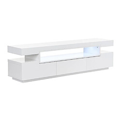 Avis Vente-Unique Meuble TV 1 niche et 3 tiroirs avec LEDs - en MDF - Blanc - OKESA