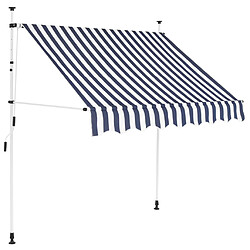 vidaXL Auvent rétractable manuel 150 cm Rayures bleues et blanches