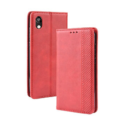 Wewoo Housse Coque Boucle magnétique rétro Crazy Horse Texture en cuir à rabat horizontal pour Huawei Honor 8Savec support et fentes cartes et cadre photo rouge