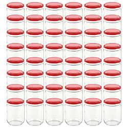 vidaXL 48 pcs Pots à confiture avec couvercle rouge Verre 230 ml