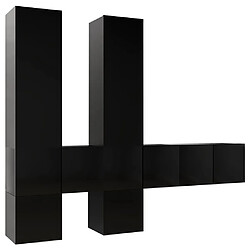 Maison Chic Ensemble de meubles TV 7 pcs | Banc TV Moderne pour salon | Meuble de Rangement - Noir Aggloméré -MN69651