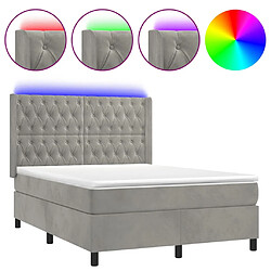 vidaXL Sommier à lattes de lit matelas et LED Gris clair 140x190 cm