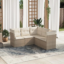 Maison Chic Salon de jardin avec coussins 5 pcs | Ensemble de Table et chaises | Mobilier d'Extérieur beige résine tressée -GKD64389