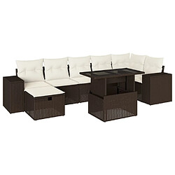 vidaXL Salon de jardin 8 pcs avec coussins marron résine tressée