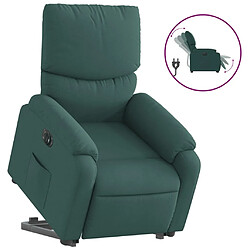 vidaXL Fauteuil inclinable électrique vert foncé tissu