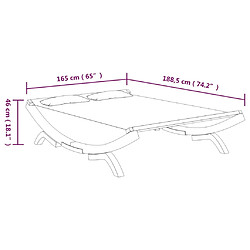 vidaXL Lit de repos extérieur 165x188,5x46 cm Bois courbé massif Crème pas cher