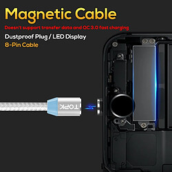 Avis Wewoo Câble de charge magnétique tressé en nylon2 m2,4 AUSB max. vers iPhone Lightning iPhone 8 brochesavec indicateur LED argent