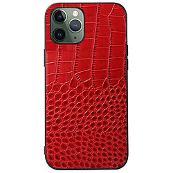 Coque en cuir véritable texture crocodile rouge pour votre iPhone 11 Pro 5.8 pouces