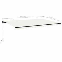 vidaXL Auvent rétractable automatique 500x350 cm Crème pas cher