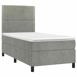 Avis Maison Chic Lit Adulte - Lit simple Lit à sommier tapissier et matelas moelleux - Meuble de Chambre - Gris clair 90x190 cm Velours -MN37036