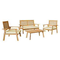 Avis Bestmobilier Siboney - salon bas de jardin 4 places - bois, cannage et coussins beiges