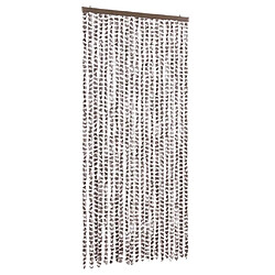 vidaXL Rideau anti-mouches taupe et blanc 90x200 cm chenille