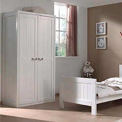 Avis Mes Ensemble lit 90x200cm avec chevet et armoire 2 portes blanc - LAMBIS