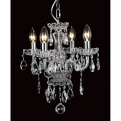 Lumière Chandelier sans abats jours Rodeo Cristal Transparent 4 ampoules 40cm