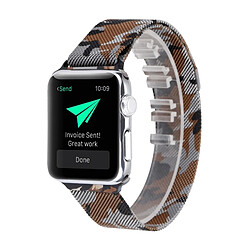 Acheter Wewoo Bracelet de montre bracelet en acier imprimé pour Apple Watch séries 3 et 2 & 1 38 mm (café camouflage)