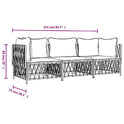 vidaXL Salon de jardin avec coussins 3 pcs anthracite acier pas cher